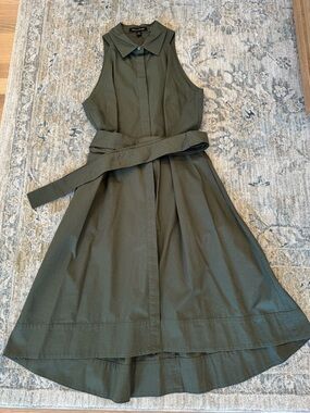 Banana Republic Sleeveless Belted Shirt Dress - Olive Green size 4